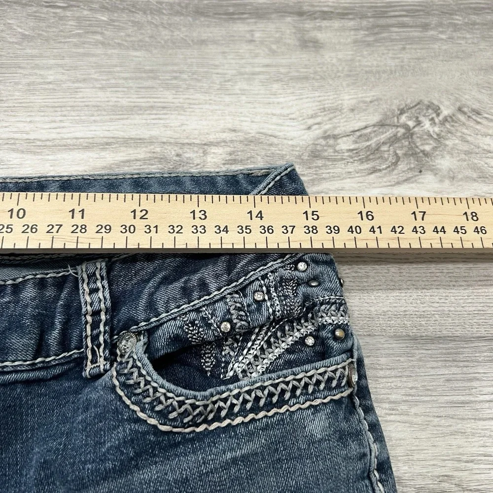 Maurices Bootcut Jeans‎ Dark Wash Embellished Pockets Y2K Denim Jeans Size 8 - Picture 8 of 9